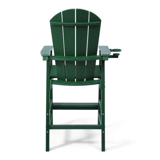 Malibu Outdoor HDPE Tall Adirondack Bar Height Chair With Cup Holder