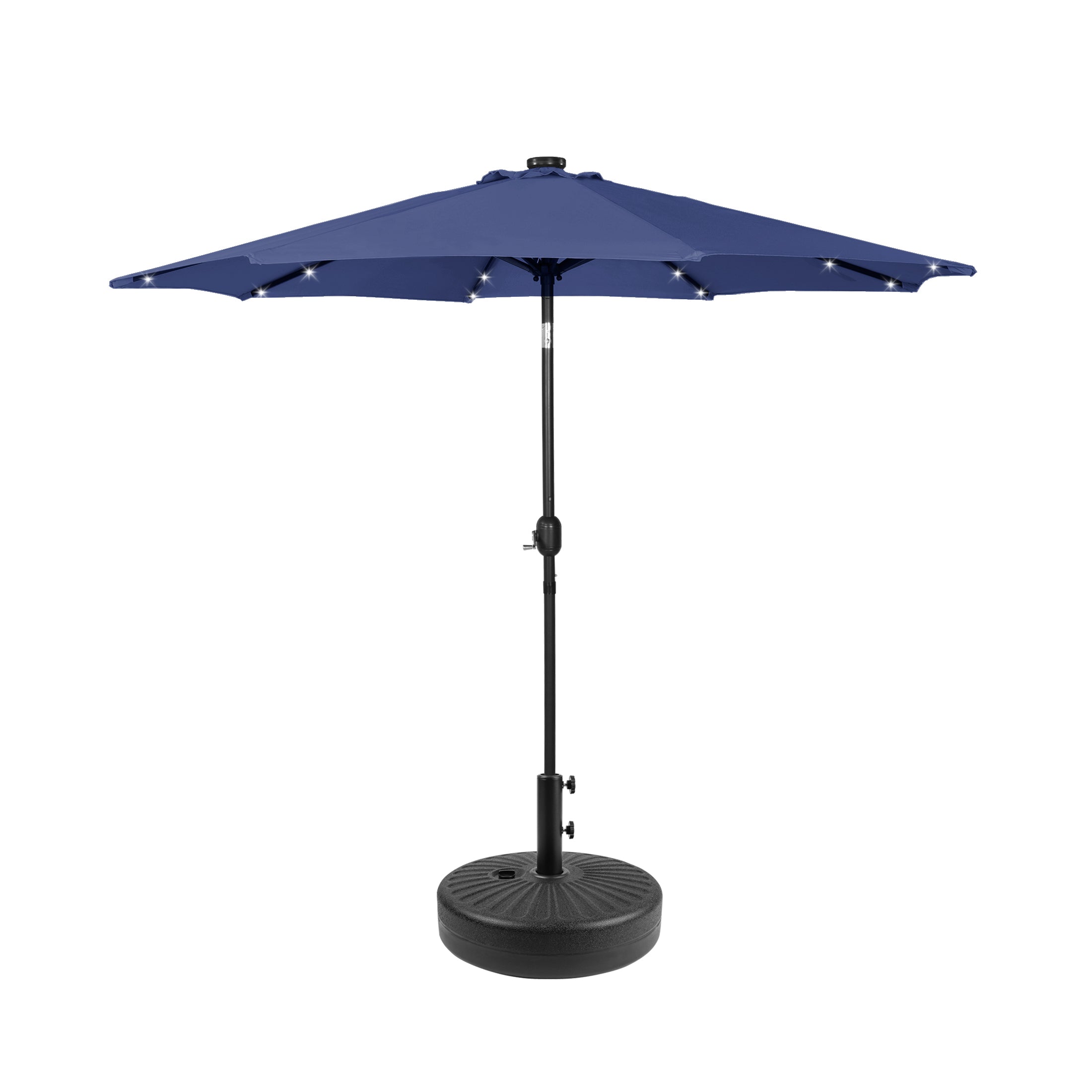 WestinTrends 9 ft. Patio Solar Power LED lights Market Umbrella with Black Round Base