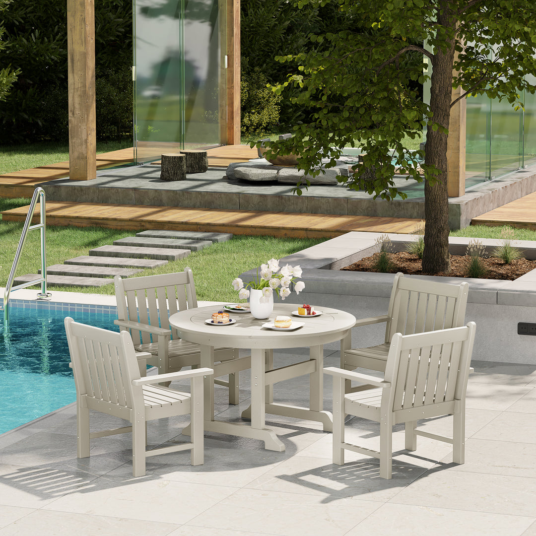 Malibu 5-Piece HDPE Outdoor Patio Chair and Round Table Dining Set