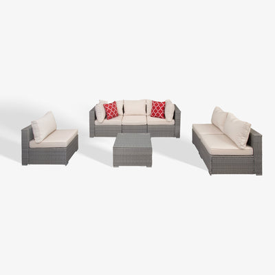 Irvine 7-Piece Outdoor Patio Rattan Wicker Sectional Sofa with Coffee Table Set