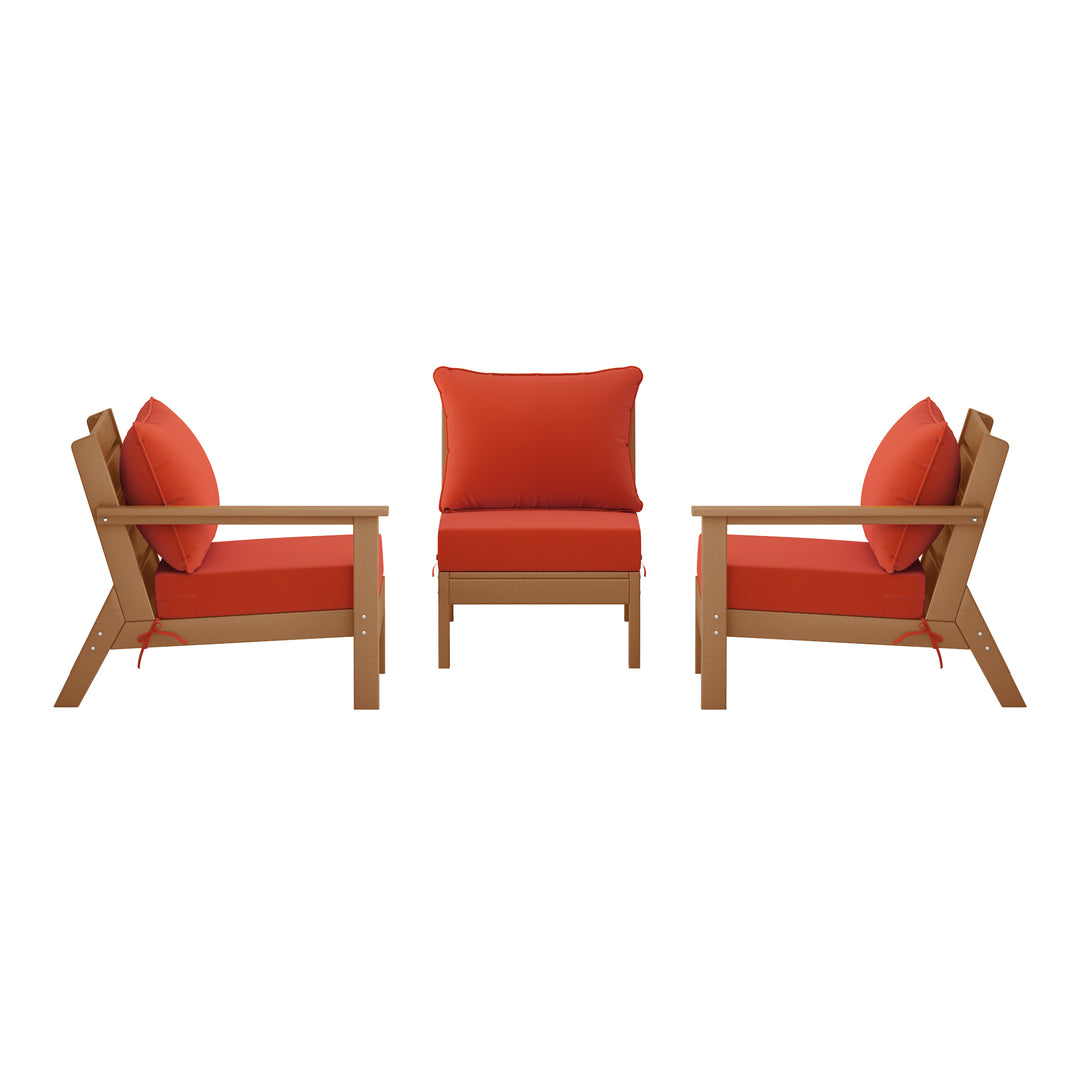 Avalon Outdoor Patio HDPE Sectional Sofa with Patio Cushions