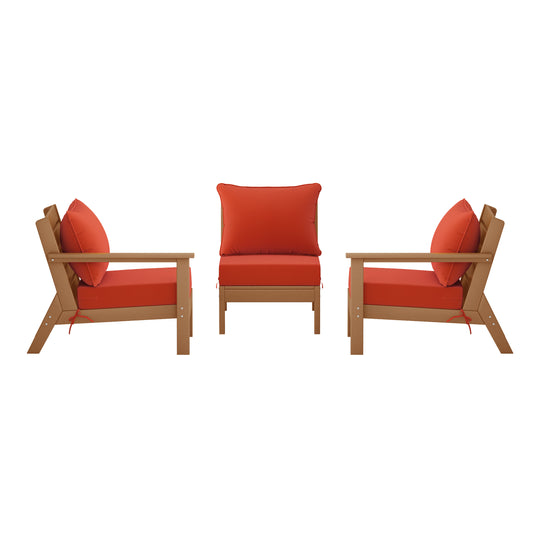 Avalon Outdoor Patio HDPE Sectional Sofa with Patio Cushions