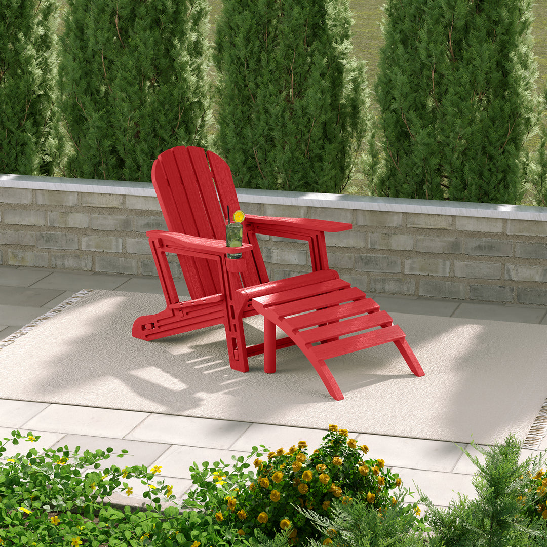 Azura No-Tools Outdoor HDPE Patio Adirondack Chair with Patio Ottoman