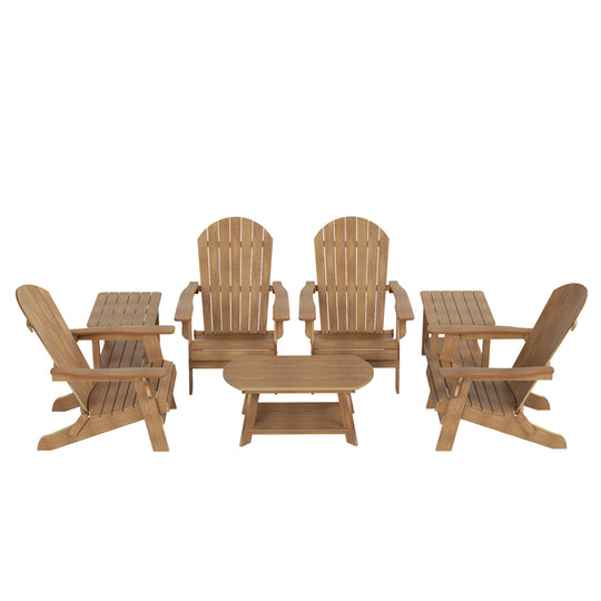 Tuscany HIPS 7-Piece Outdoor Folding Adirondack Chair With Coffee Table and Side Table Set