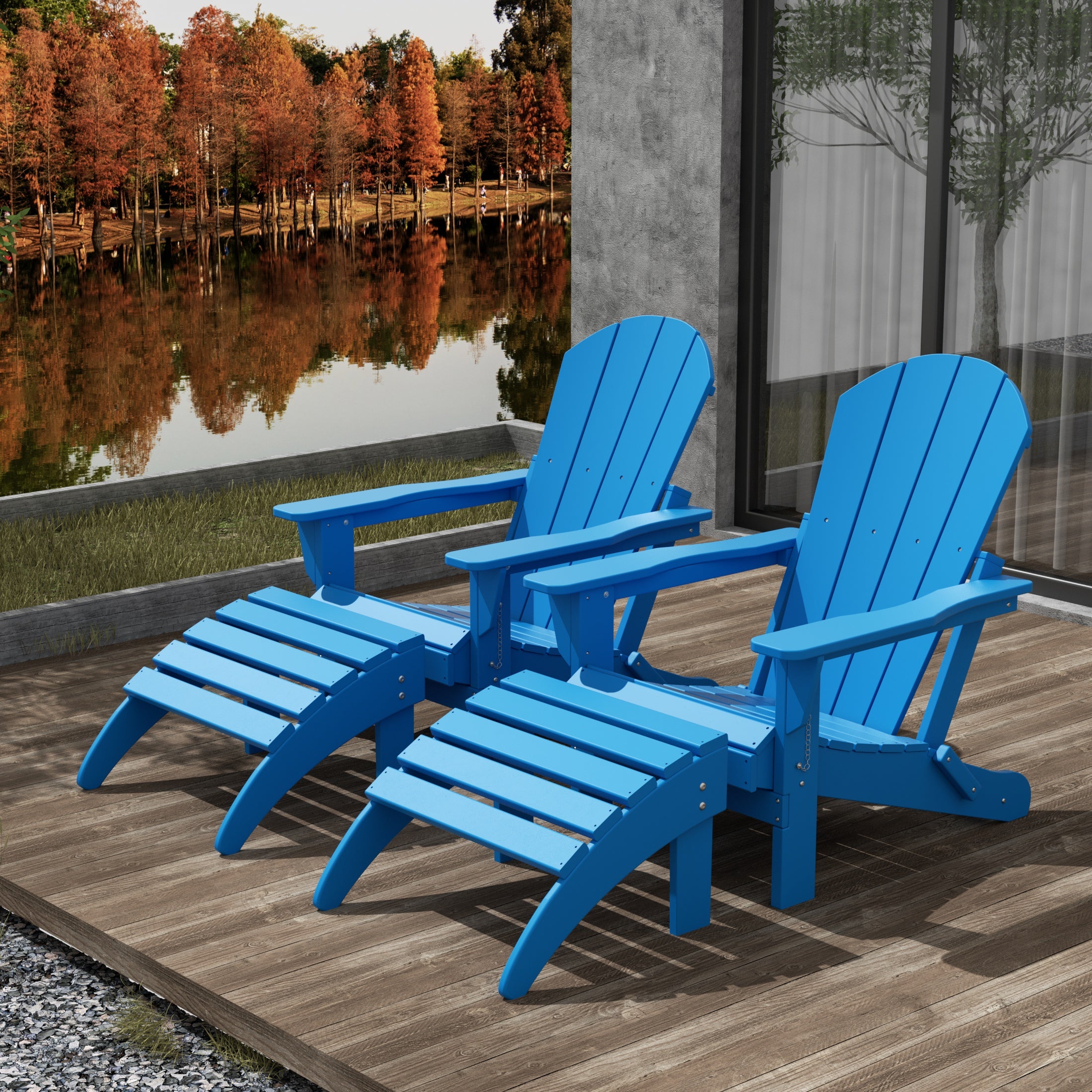 Malibu 4-Piece set classic Adirondack chairs with ottoman (2 seater)