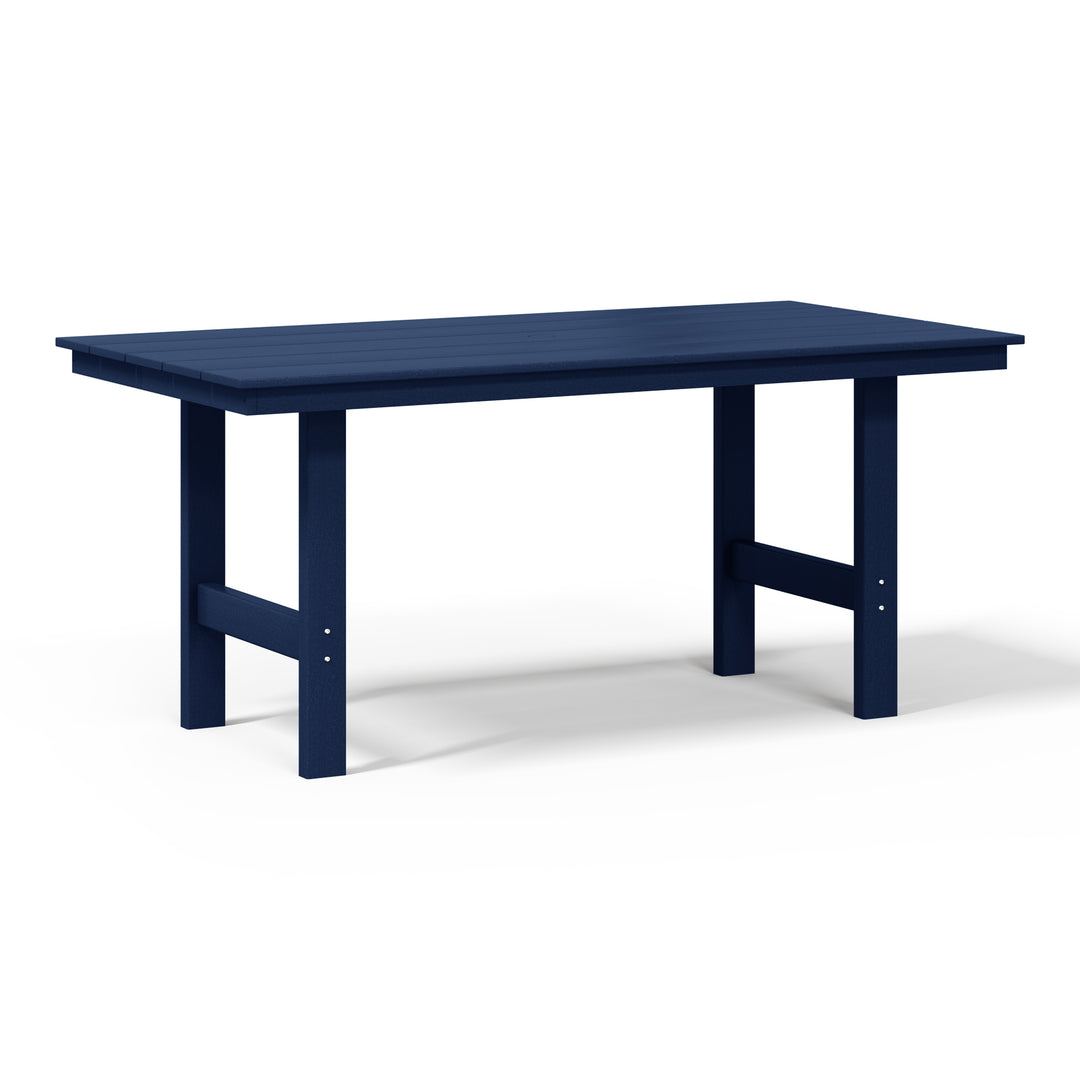 Ashore Outdoor Modern HDPE 66" Wide Rectangle Patio Dining Table for 6