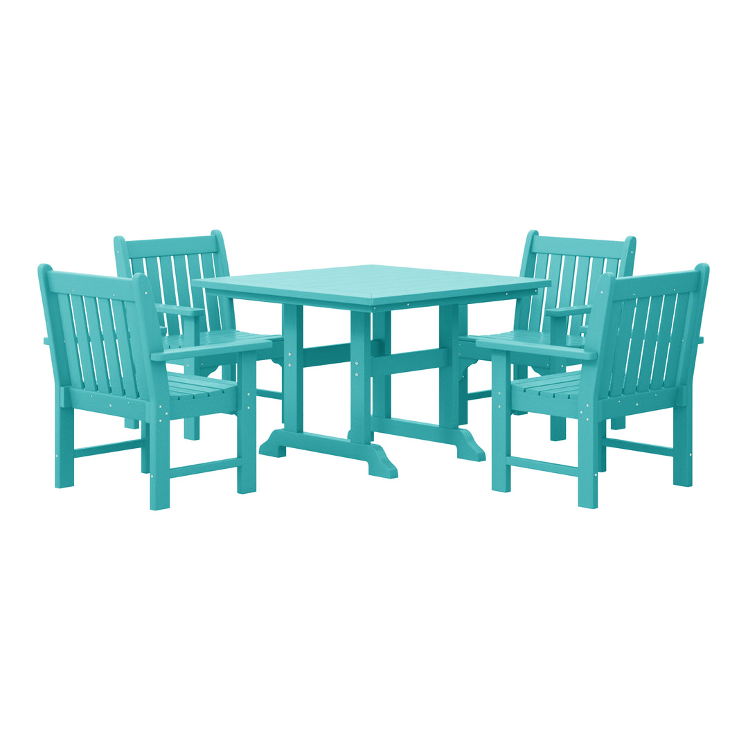 Malibu 5-Piece HDPE Outdoor Patio Chair and Square Table Dining Set