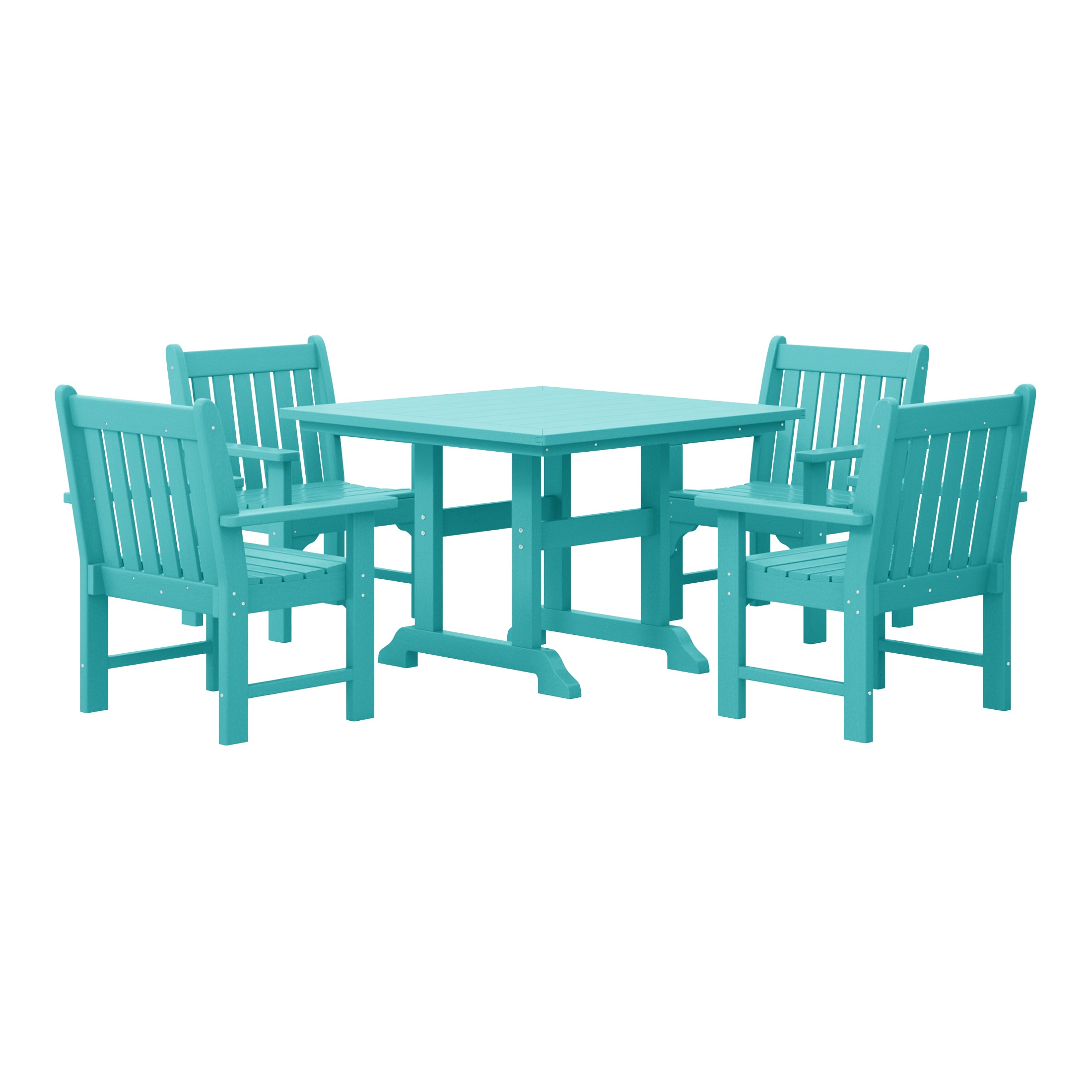 Malibu 5-Piece HDPE Outdoor Patio Chair and Square Table Dining Set