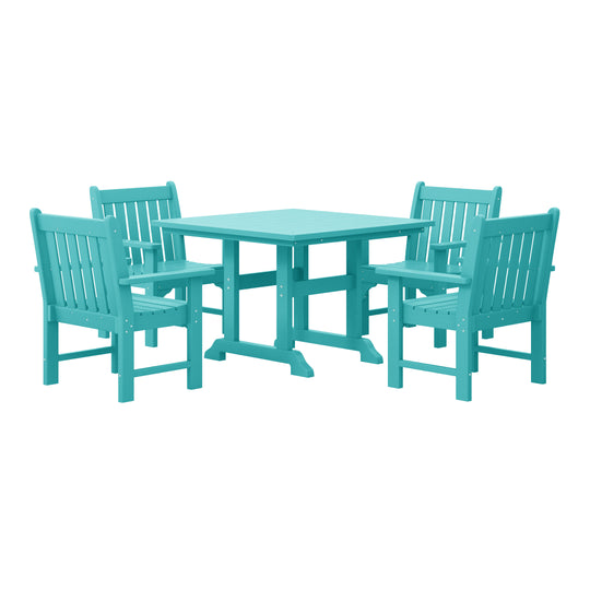 Malibu 5-Piece HDPE Outdoor Patio Chair and Square Table Dining Set