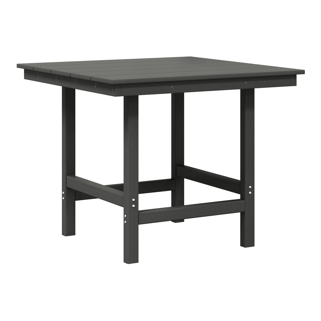 Ashore Outdoor HDPE 36" Square Patio Dining Table with Umbrella Hole