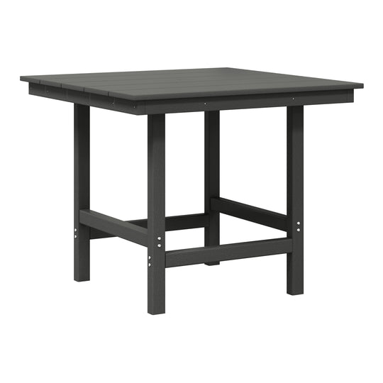Ashore Outdoor HDPE 36" Square Patio Dining Table with Umbrella Hole
