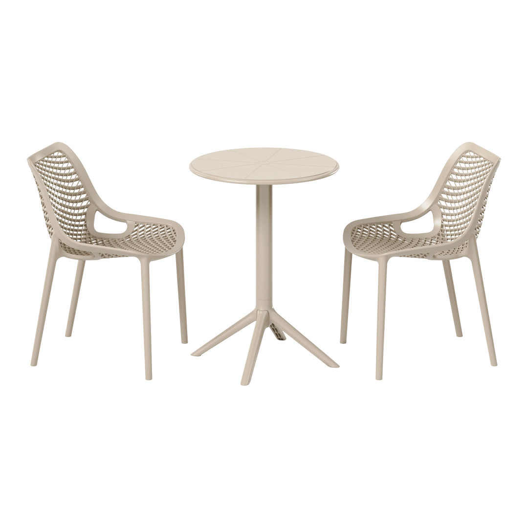 Playa 3-Piece Outdoor Resin Patio Bistro Set with Stackable Patio Dining Side Chairs