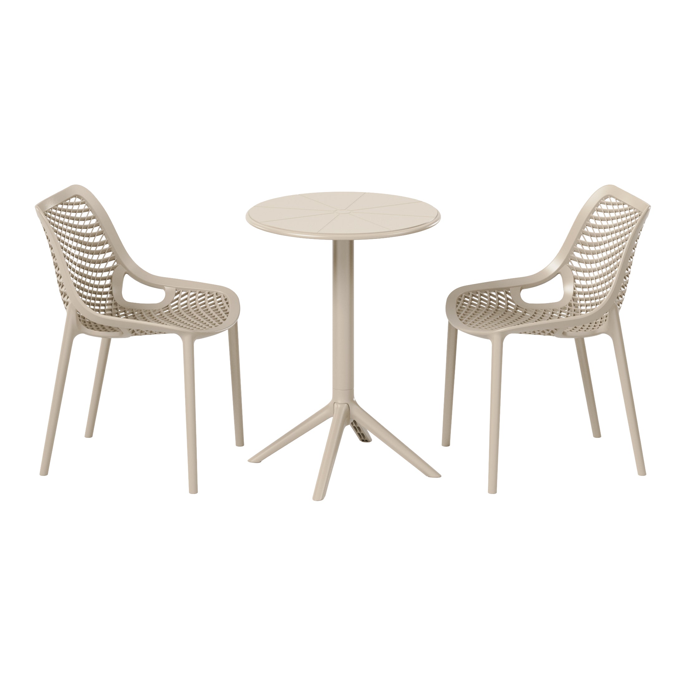 Playa 3-Piece Outdoor Resin Patio Bistro Set with Stackable Patio Dining Side Chairs