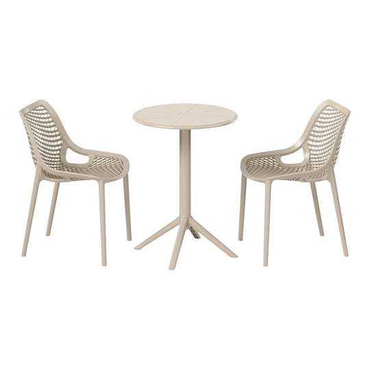 Playa 3-Piece Outdoor Resin Patio Bistro Set with Stackable Patio Dining Side Chairs