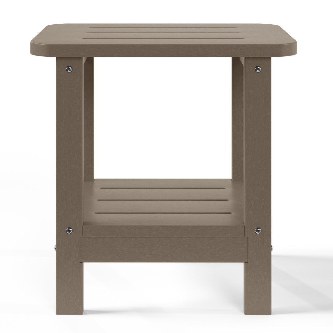 Aruba 2-Tier Outdoor HDPE Modern Adirondack Square Patio Side Table