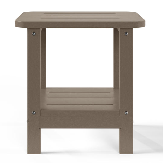 Aruba 2-Tier Outdoor HDPE Modern Adirondack Square Patio Side Table