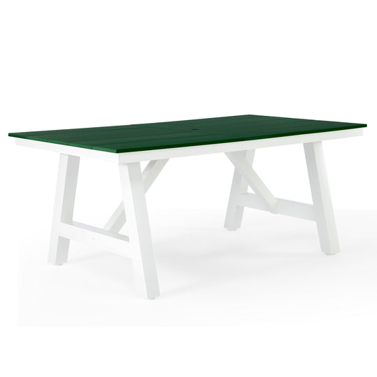 Cape May 72" HDPE Rectangle Outdoor Patio Dining Table With Umbrella Hole and Metal Frame