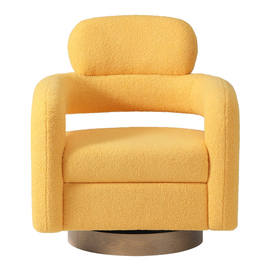 Alexandria Mid-Century Modern Sherpa Swivel Barrel Accent Chair With Storage Ottoman