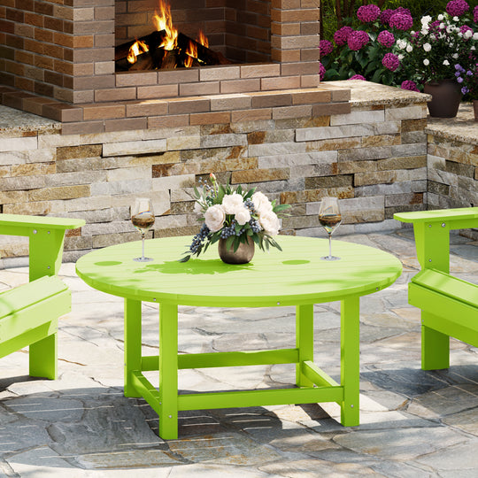 Malibu Low Outdoor HDPE Round Patio Coffee Table