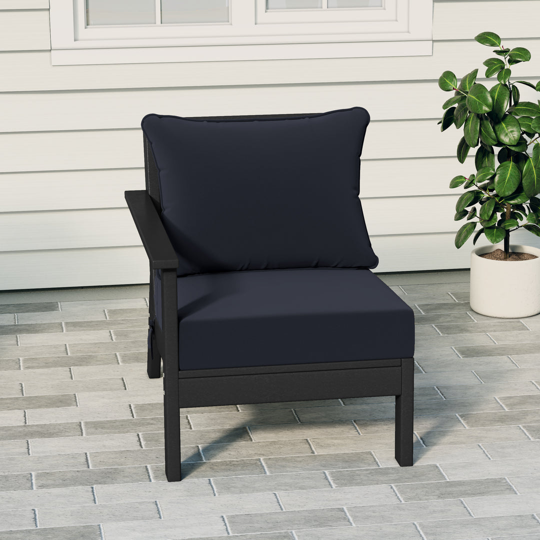Avalon Outdoor Patio HDPE Left Arm Sectional Corner Club Chair with Patio Cushions