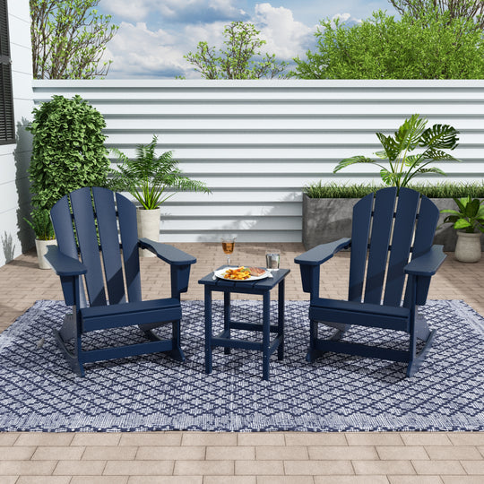 Malibu Westintrends 3-Piece set Outdoor / Patio Poly Adirondack rocking chairs with a side table ( 2 seater )