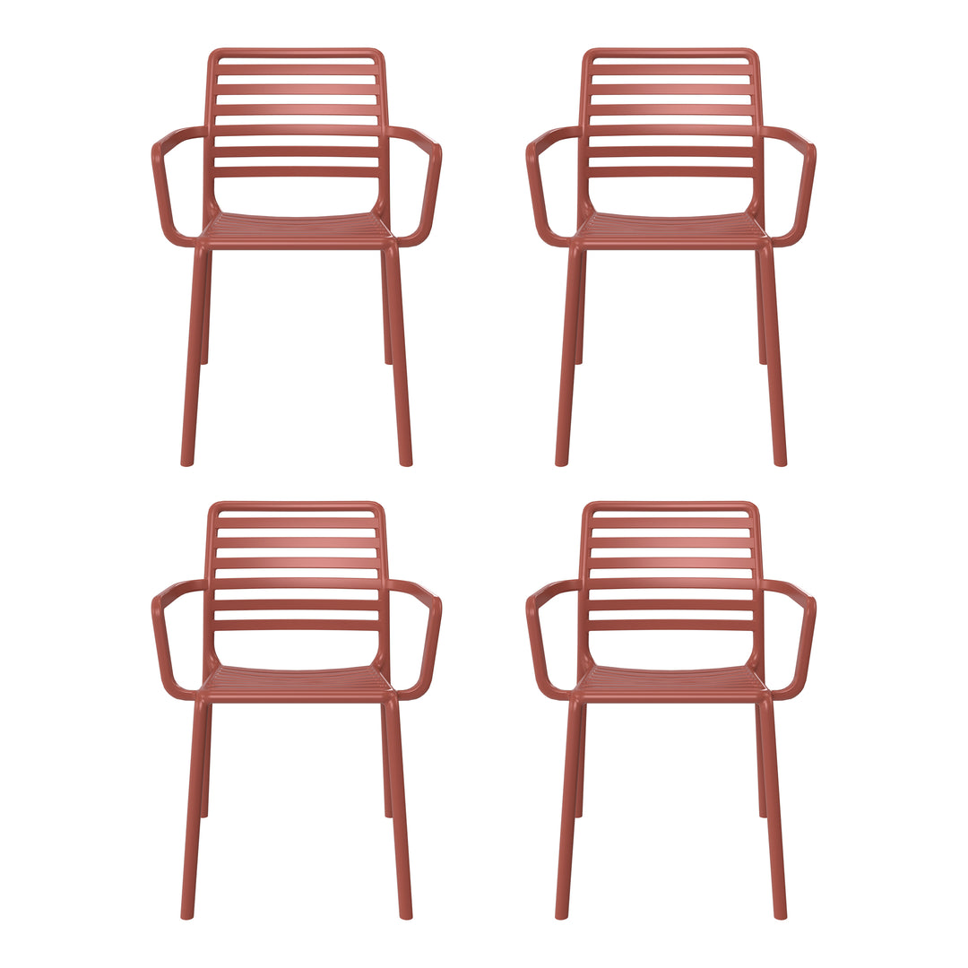 Playa Outdoor Stackable Polypropylene Plastic Resin Dining Armchairs (Set of 4)