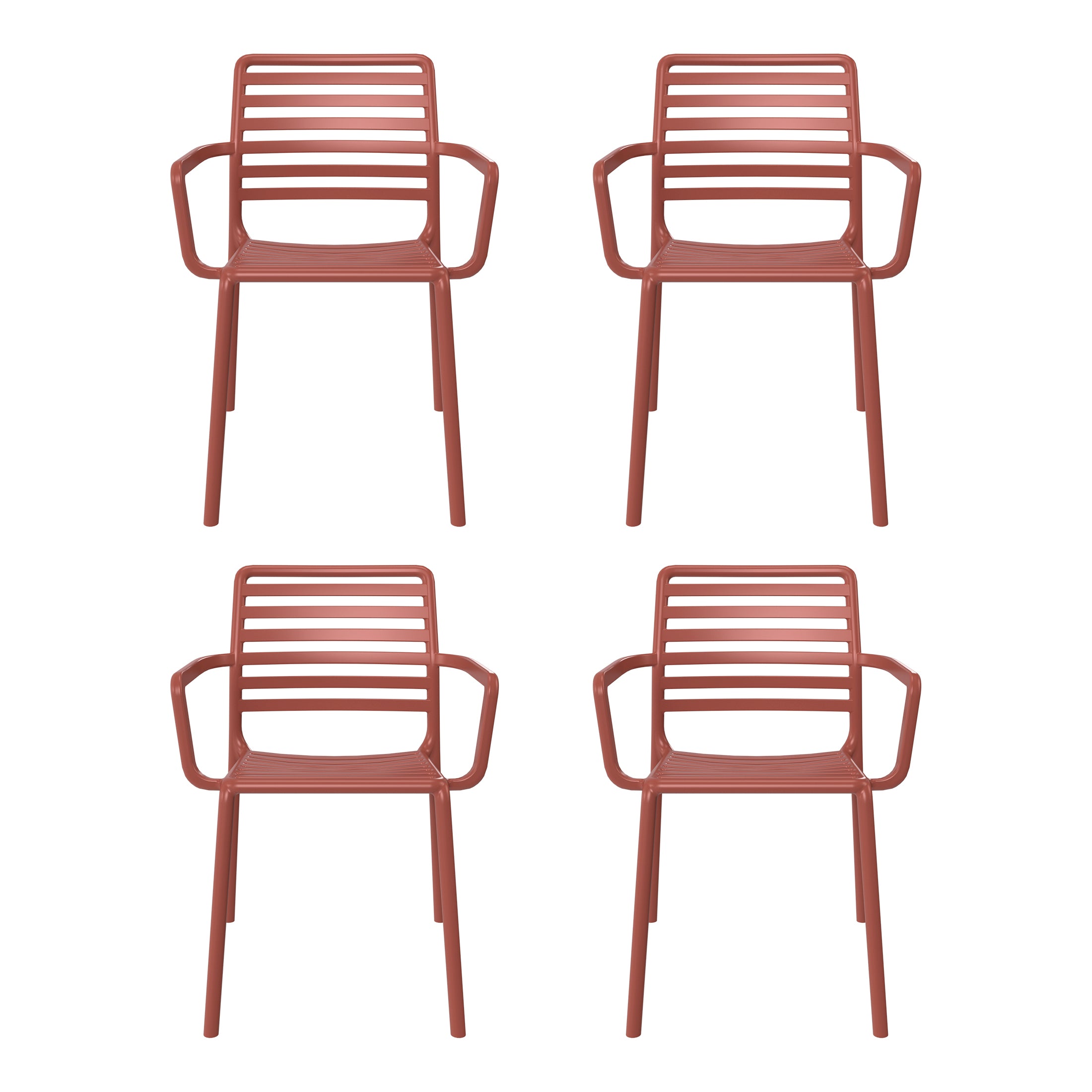 Playa Outdoor Stackable Polypropylene Plastic Resin Dining Armchairs (Set of 4)