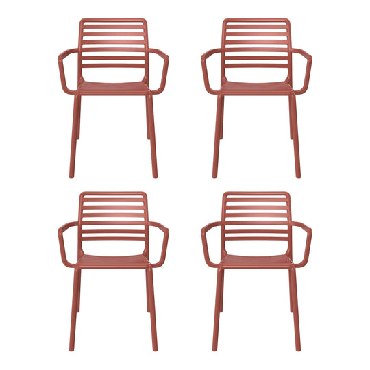 Playa Outdoor Stackable Polypropylene Plastic Resin Dining Armchairs (Set of 4)