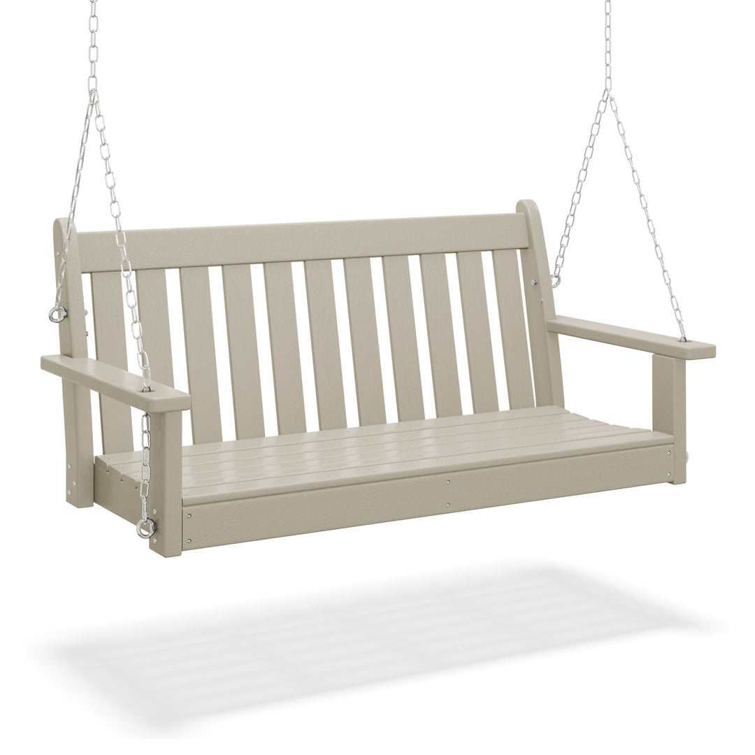Malibu Outdoor Patio HDPE Hanging Front Porch Swing Bench