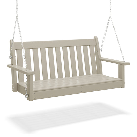 Malibu Outdoor Patio HDPE Hanging Front Porch Swing Bench