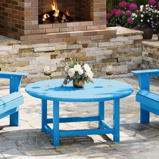 Malibu Low Outdoor HDPE Round Patio Coffee Table