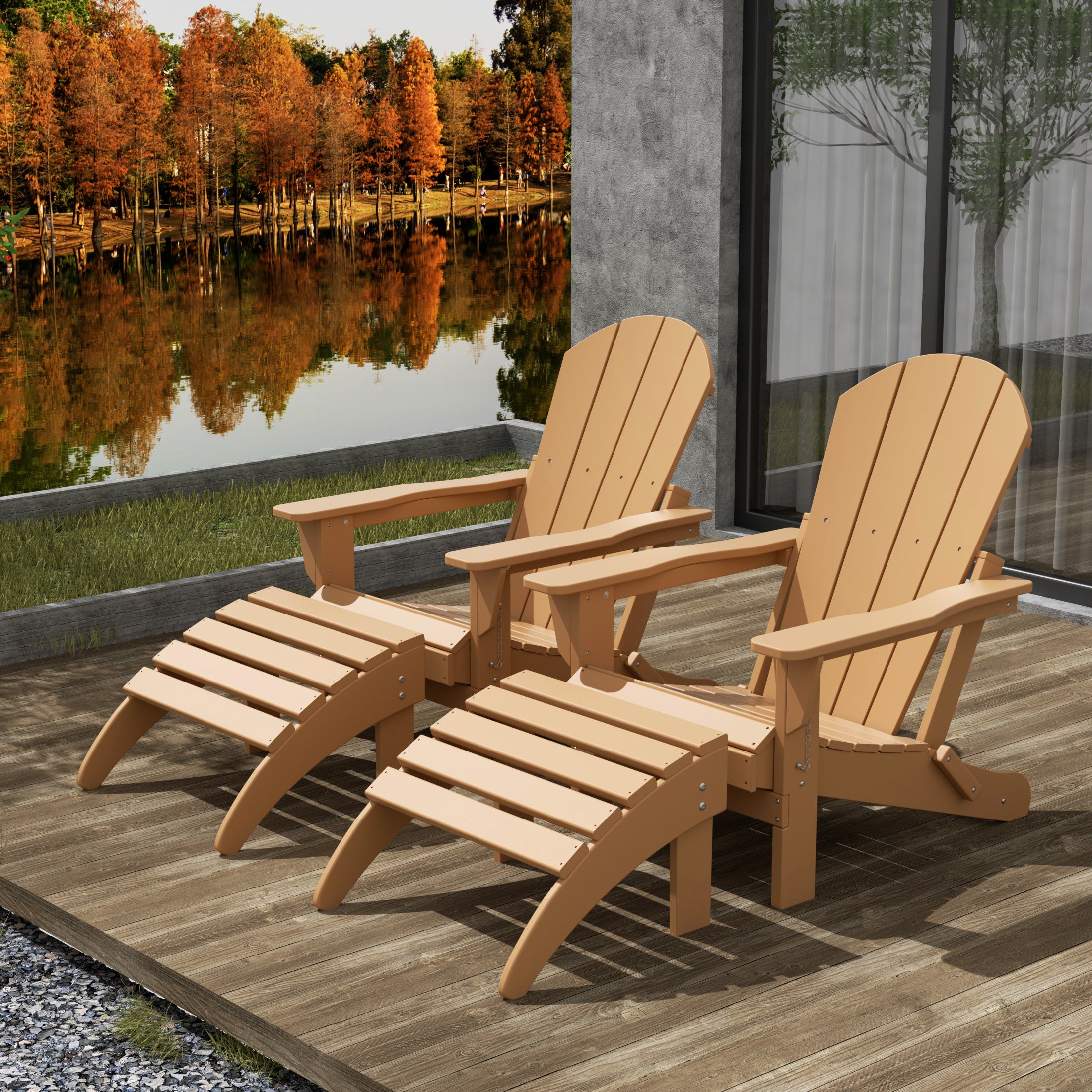 Malibu 4-Piece set classic Adirondack chairs with ottoman (2 seater)