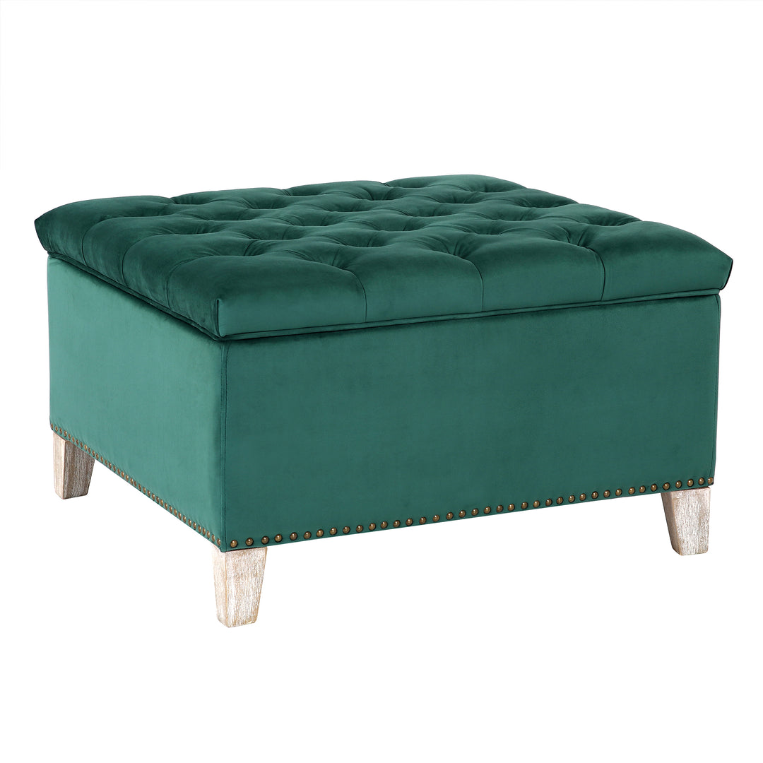 Wordford Square Velvet Tufted Storage Ottoman