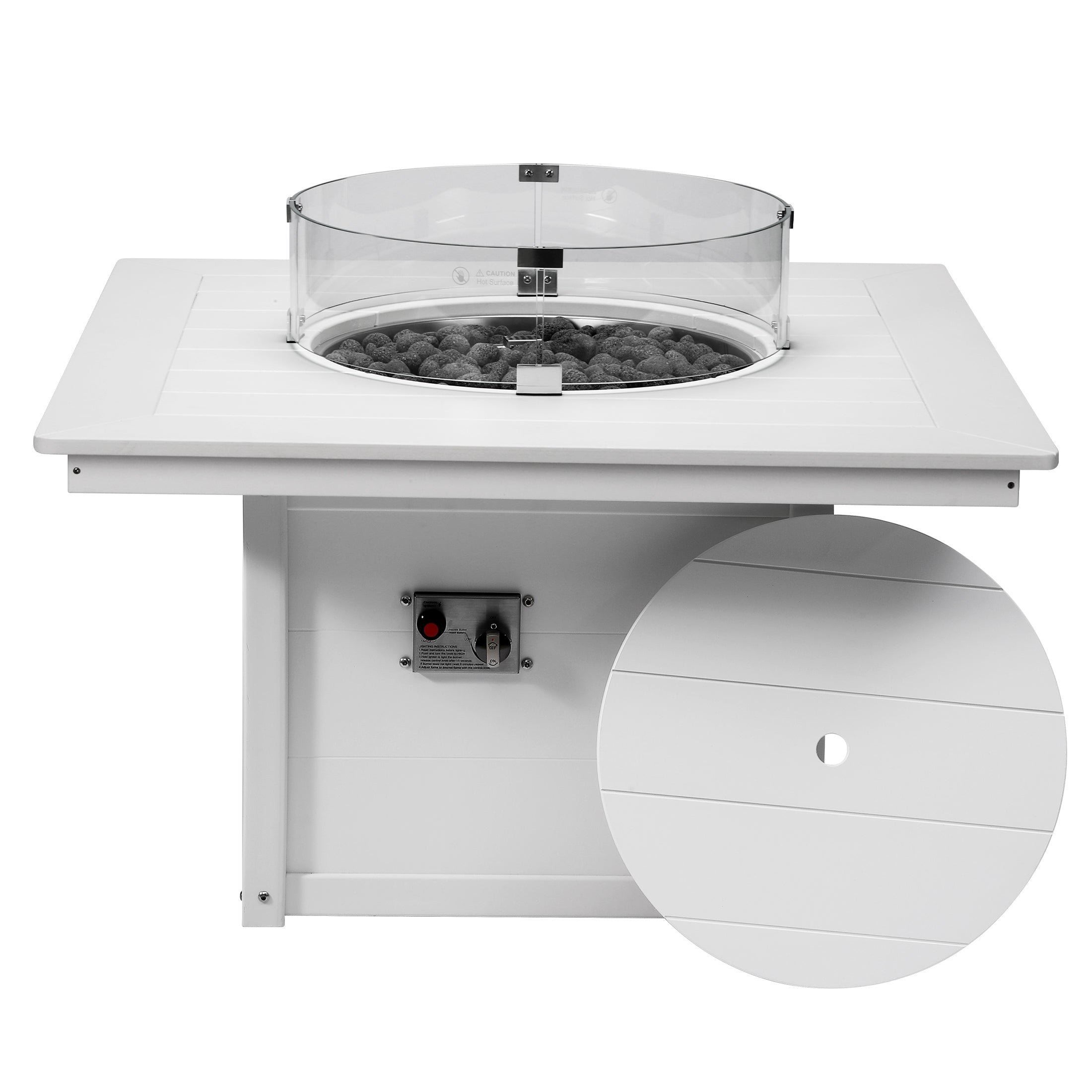 Helios 42" Modern Outdoor Patio Propane Square Fire Pit Table