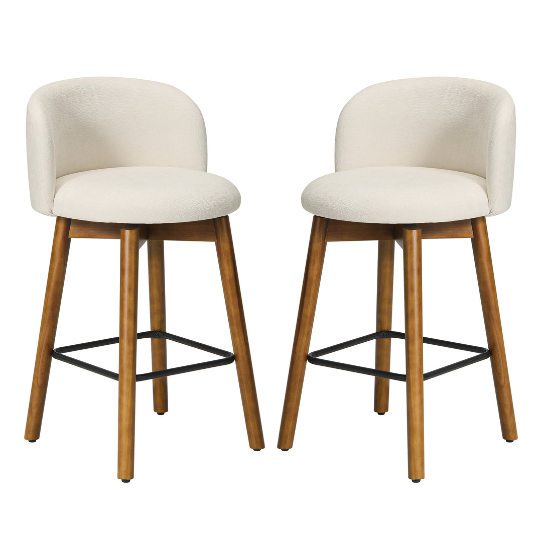 Soho Modern Chenille Upholstered 26" Counter Height Swivel Bar Stools (Set of 2)