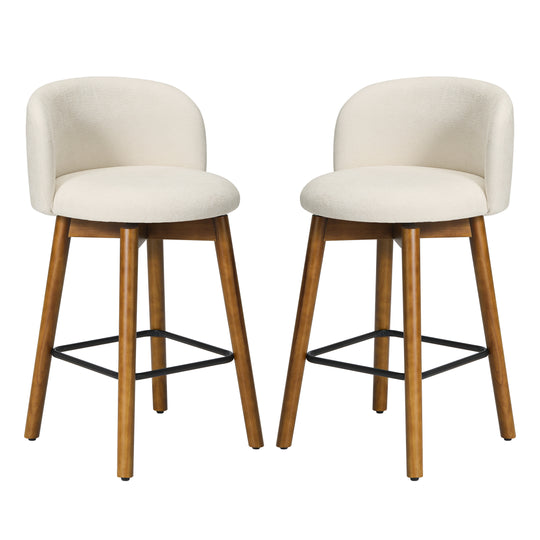 Soho Modern Chenille Upholstered 26" Counter Height Swivel Bar Stools (Set of 2)