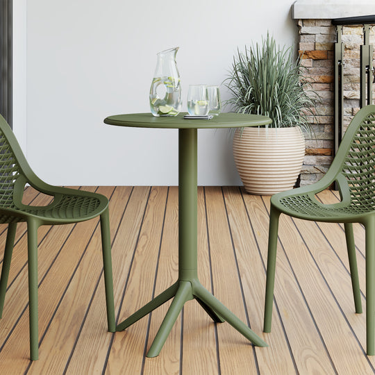 Playa 23.5" Outdoor Polypropylene Resin Round Patio Bistro Dining Table for 2