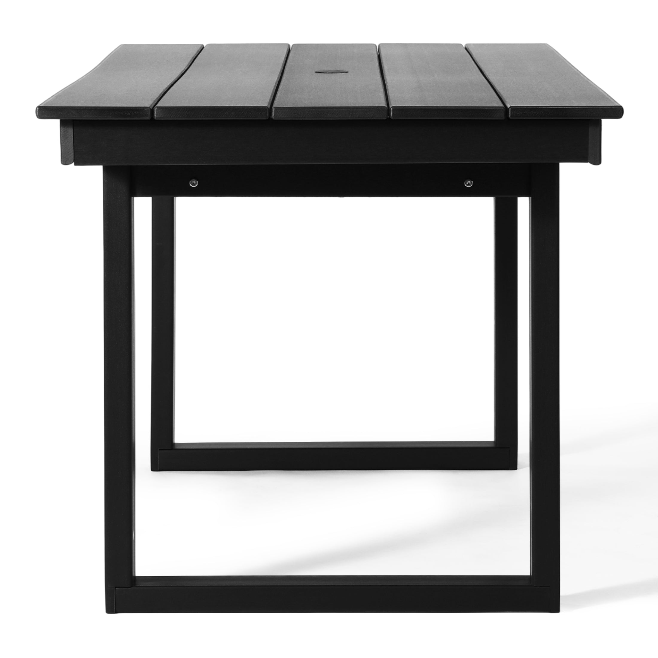 Paloma 68" Outdoor HDPE Modern Rectangular Patio Dining Table With Umbrella Hole