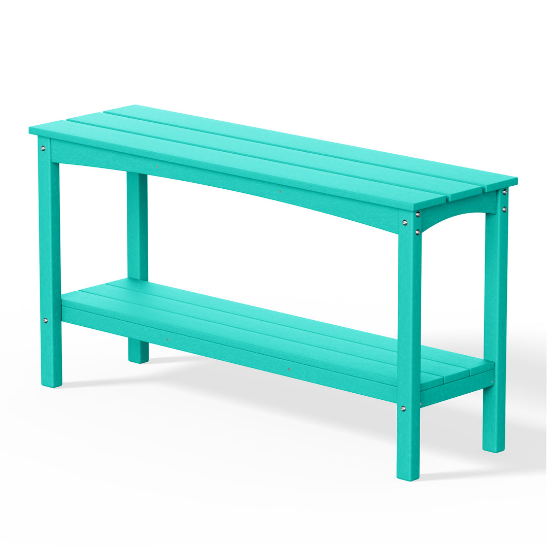 Malibu 55" Outdoor Patio HDPE Adirondack 2-Tier Shelf Console Table