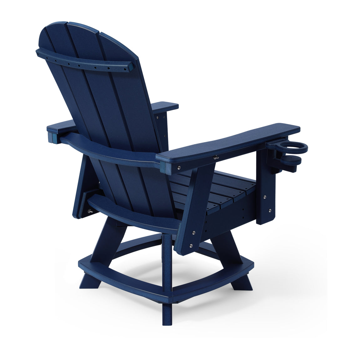 Malibu Outdoor HDPE Swivel Adirondack Patio Dining Chair With Cup Holder