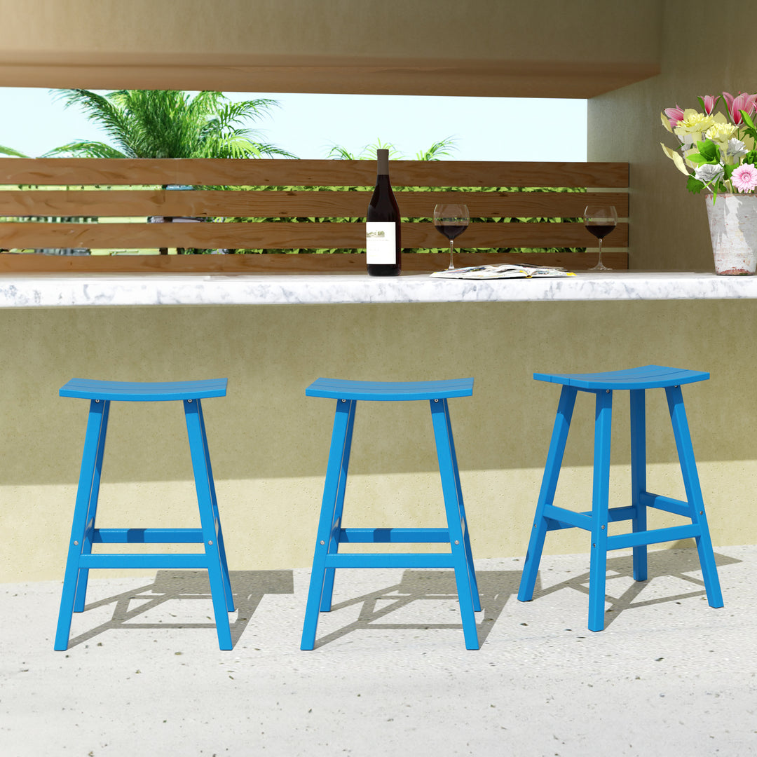 Malibu 29" HDPE Outdoor Patio Bar Height Bar Stools (Set of 3)