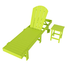 Malibu 2 Piece Adirondack Poly Reclining Chaise Lounge With Wheels