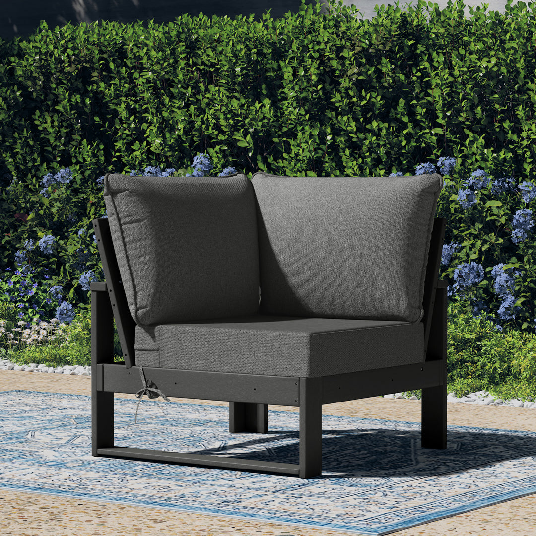 Outdoor HDPE Sectional Corner Sofa Seat with Water-Proof Cushions