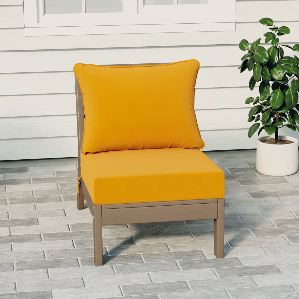 Avalon Outdoor HDPE Deep Seating Modular Armless Patio Chair with Patio Cushions