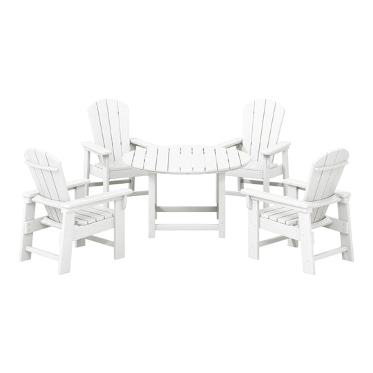 Malibu Kids 5-Piece HDPE Outdoor Patio Round Dining Table and Chairs Set