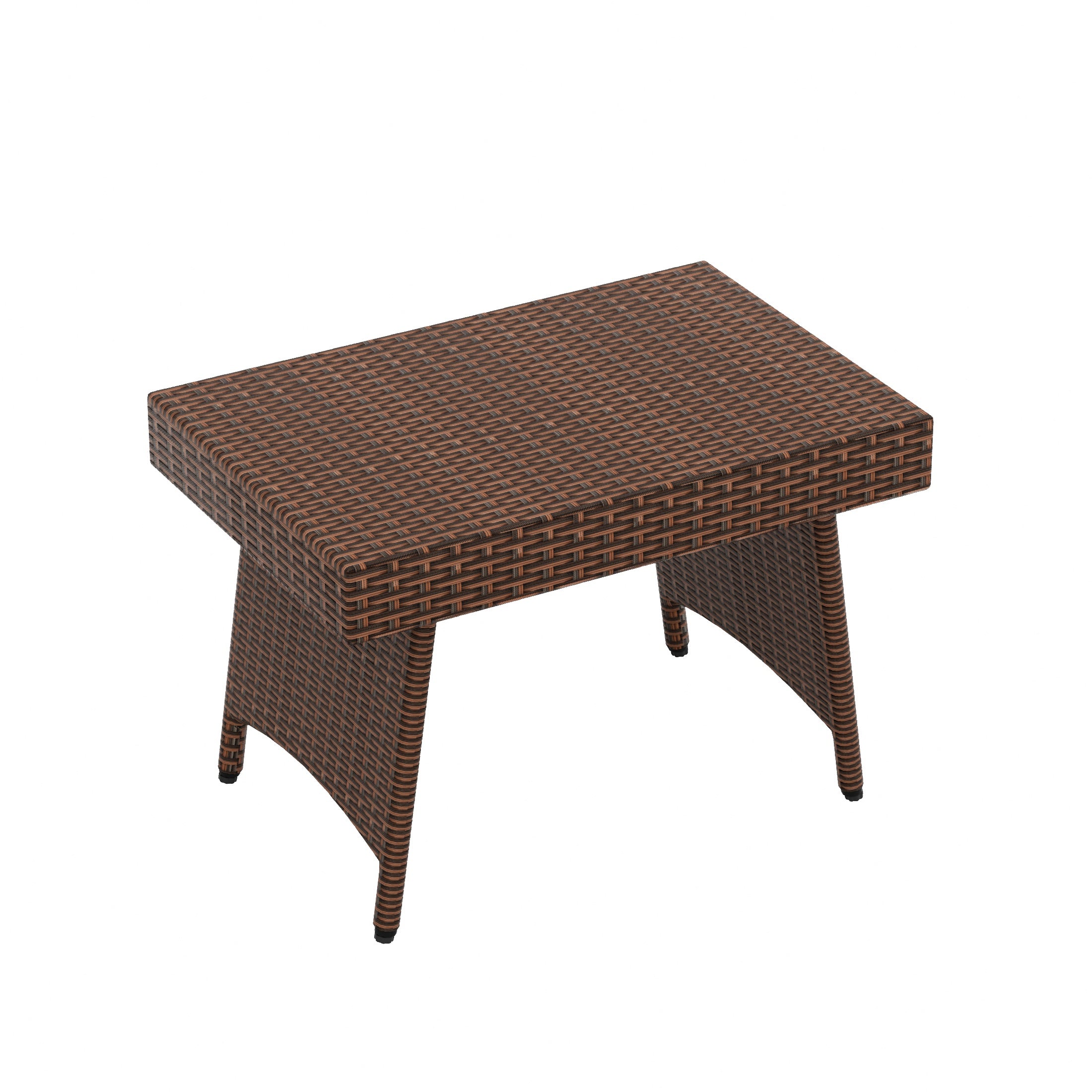 Coastal Plastic Rattan Wicker Outdoor Patio Folding Side Table