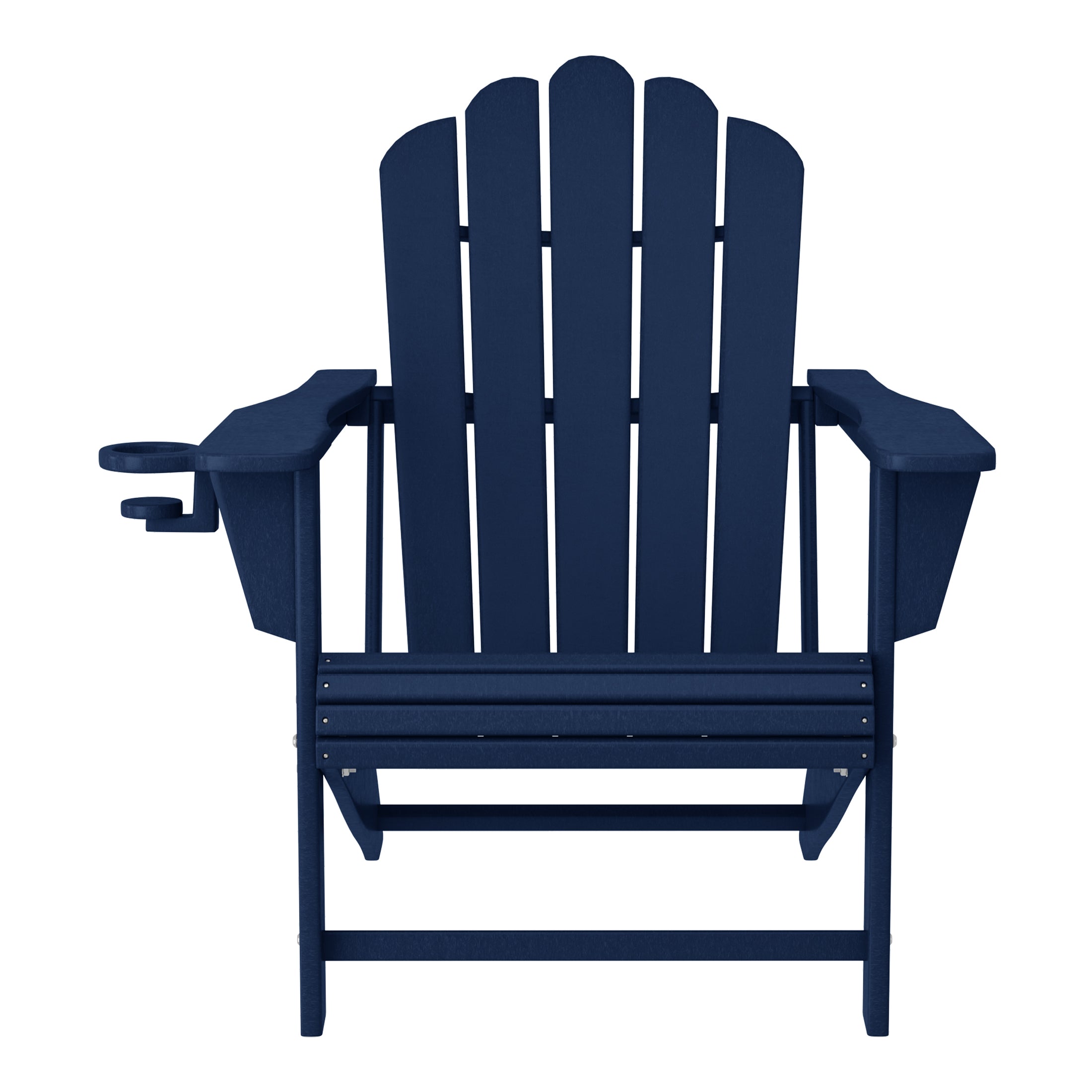 Highland 4-Piece Outdoor Patio HDPE Adirondack Chairs With Ottomans and Cup Holder Set