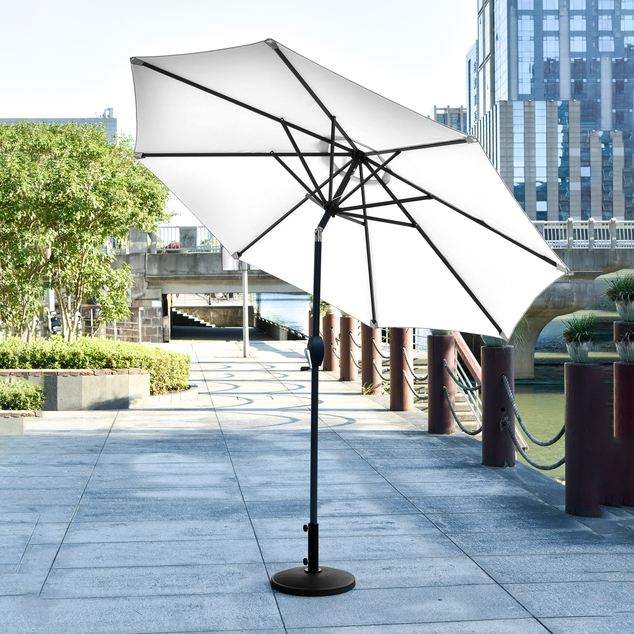 Paolo 9 ft. Patio Table Umbrella with tilt, crank features and free standing weight base kit