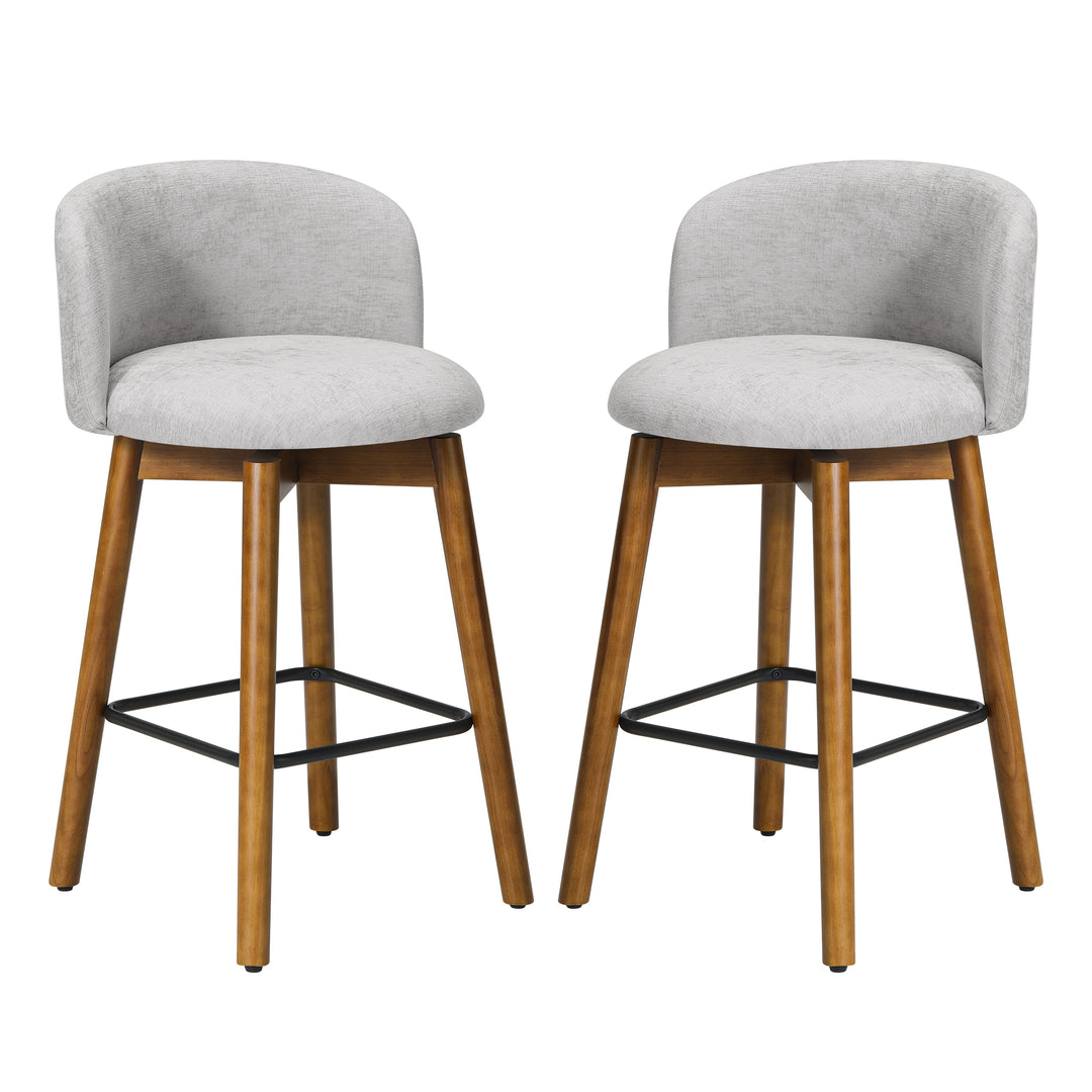 Soho Modern Chenille Upholstered 26" Counter Height Swivel Bar Stools (Set of 2)