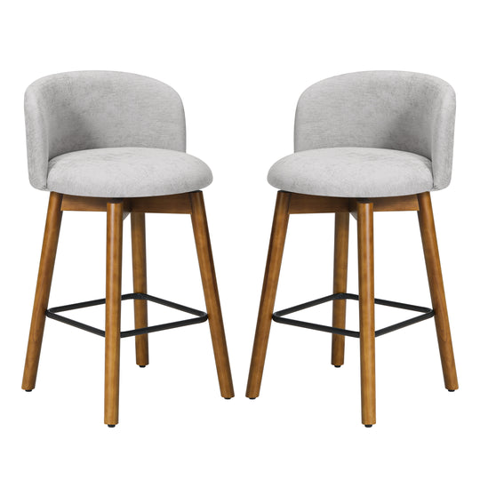 Soho Modern Chenille Upholstered 26" Counter Height Swivel Bar Stools (Set of 2)